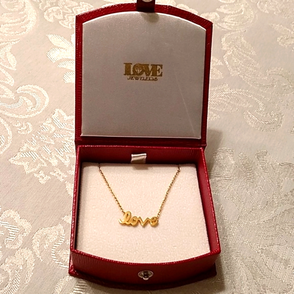 Nwot Love Jeweler's Love Necklace In Gold Finish.